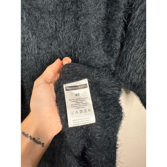 Wednesday's Girl Eyelash Midi Sweater Dress Womens Sz XS Fairy Grunge Witchy - Picture 6 of 8